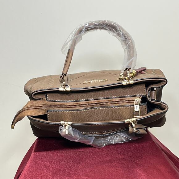 NEW Aimily Handbag Crossbody with Charm & Embroidered Detail PU Leather - Picture 4 of 9